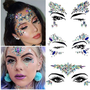 เทศกาลศิลปะร่างกายอัญมณีแต่งหน้าความปลอดภัย Rhinestone ตาสักสติกเกอร์แฟนซีใบหน้ารัตนากร - Product Image 5