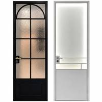 Porte intérieure en verre dépoli noir à motif de peinture à l'encre de bambou, style chinois traditionnel, pour villa