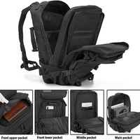 Sac à dos tactique d'extérieur imperméable et respirant pour le ski, la montagne et les voyages, 45L, avec harnais à coussin d'air, en polyester, pour l'école et le cross-country