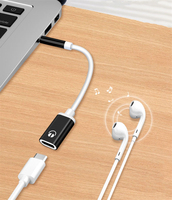 Câble adaptateur audio USB-C femelle vers jack 3,5 mm mâle, convertisseur de prise casque analogique avec contrôle du volume et du microphone pour téléphone et ordinateur portable