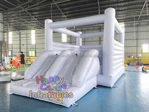Château gonflable commercial bleu pastel en PVC avec toboggan, pour usage extérieur, adapté aux événements humides et secs, idéal pour la <span class=keywords><strong>location</strong></span>. - Product Image 5