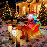 NORCO 6FT Décoration de Noël Gonflable Père Noël, Traîneau et Rennes en Polyester Imperméable, Modèle Gonflable pour Jardin