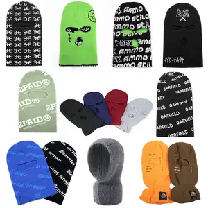 Designers High Quality Men Women Winter Custom Design Embroidery Knitted 1 Hole Ski Mask Full Face Cover Balaclava