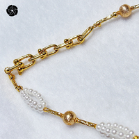 Bijoux de mode simples perle d'eau douce bague design cadeau de fête pour femmes collier plaqué or
