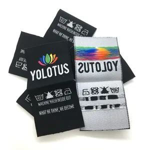 8 Colors Center Fold Custom Private Personal Polyester Woven Brand Label Tags For Garment Clothing Patch Logo