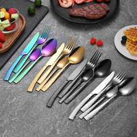 Western Hammer Dot Pattern Design Creative Snake Pattern Handle Set de couverts réutilisables en acier inoxydable-Argenterie Durable