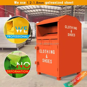 Waterproof Durable Metal Outdoor Donation Box Old Clothing Shoes Books Recycling Bin Large Clothes Donation Recycle Bin