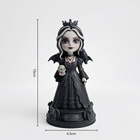 Figurine Bobblehead Gothique Personnalisée en Résine, Reine des Ténèbres, Princesse Vampire, Statue Corbeau, Décoration d'Halloween pour Maison et Bureau, Vente en Gros