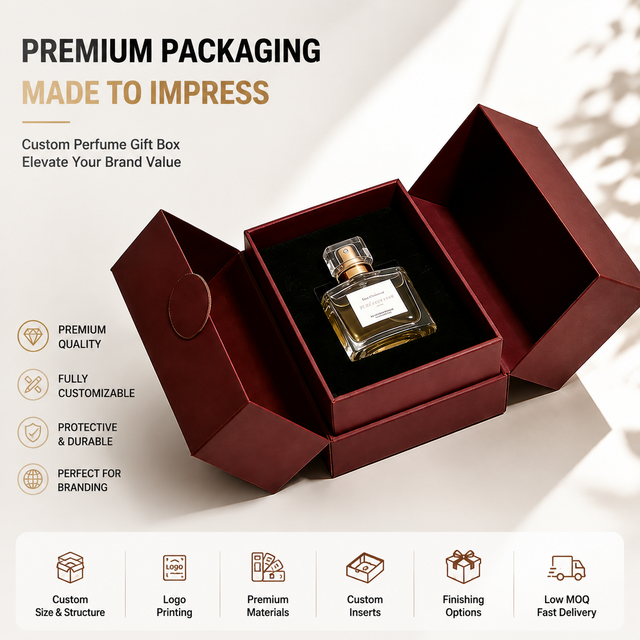 Custom Logo Luxury Perfume Packaging Box Eco-friendly Handmade Magnetic Rigid Cardboard Gift Box for Fragrance Outer Packing