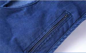 سترة رجالية من الدنيم بمقاسات كبيرة مع شعار مخصص، سترة عمل للتصوير والصيد للرجال مصنوعة من القطن - Product Image 6