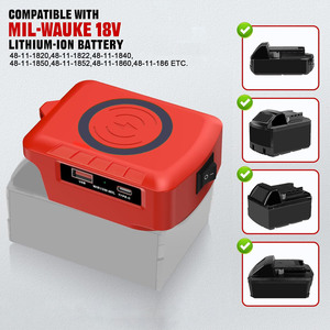 Compatible avec la batterie <span class=keywords><strong>Milwaukee</strong></span> 18V, chargeur rapide-Type-C/USB PD | avec interrupteur | prend en charge la charge sans fil (batterie exclue) - Product Image 2