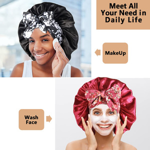 JX Ingrosso Cappelli per <span class=keywords><strong>Capelli</strong></span> Lunghi con Logo Personalizzato Fascia Larga Regolabile Cappello da Notte Copricapo in Seta Doppia Fascia Etnica - Product Image 4