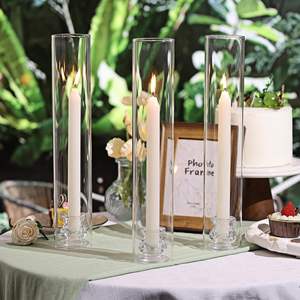 Tall Taper <b>Candle</b> Holder Clear Transparent Ribbed Cylinder Glass Taper <b>Candle</b> Holders Centerpieces for <b>Wedding</b> Table 2026 - Product Image 3