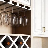 Buffet de cuisine autoportant moderne en bois avec casier à vin, porte-verres, grande capacité, rangement pour micro-ondes