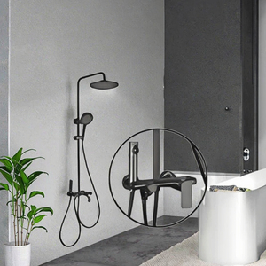 Set moderno miscelatore <span class=keywords><strong>doccia</strong></span> in ottone a 4 funzioni cromato lucido <span class=keywords><strong>con</strong></span> <span class=keywords><strong>doccia</strong></span> a mano <span class=keywords><strong>e</strong></span> testa antipioggia in testa - Product Image 3