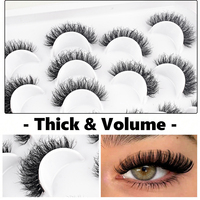 LAISY Faux cils synthétiques en vison 3D réutilisables, noirs, à tige en coton, épaisseurs variées, faits à la main, logo personnalisable, vente en gros, marque privée