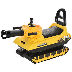 Para HOMCOM Children's Ride-On Car 68x24x41,5 cm Tanque amarillo para niños de más de 3 años Compartimento de almacenamiento de cañón de bolas - Product Image 1