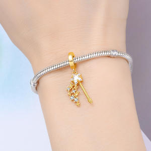 Colgante de varita de hadas con diseño de estrella de cobre blanco, superventas transfronterizo, accesorio de joyería DIY de alta gama para pulseras de mujer - Product Image 6