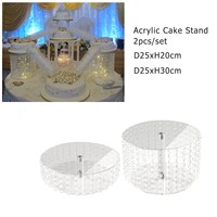 Support à Gâteaux en Acrylique Transparent de Production, Présentoir Rideau de Perles en Cristal pour Hôtels, Pâtisseries, Mariages et Anniversaires