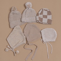 Gorro de punto de algodón puro para bebé recién nacido, personalizado, con pompón, Invierno
