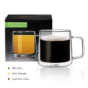 Cnglass đôi Tường Cách Nhiệt 15oz. Borosilicate cà phê <span class=keywords><strong>Mug</strong></span> thủy tinh Espresso Cappuccino Mugs xử lý thanh lịch Tea Cup cho hot - Product Image 6