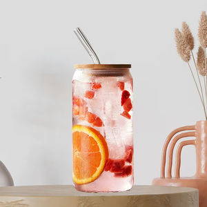 Vasos de <span class=keywords><strong>lata</strong></span> de <span class=keywords><strong>cerveza</strong></span> de 16oz personalizados <span class=keywords><strong>precio</strong></span> al por mayor 1/2/4/6 piezas Juego de vasos de <span class=keywords><strong>cerveza</strong></span> de vidrio con tapa y pajita de vidrio y cepillo de limpieza - Product Image 1