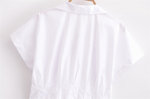 Kurzarm V-Ausschnitt Korsett-Hemden für Damen Elegante Büro-Arbeitshemden Blusen Tops Karriere-Kleidung Slim Fit - Product Image 2