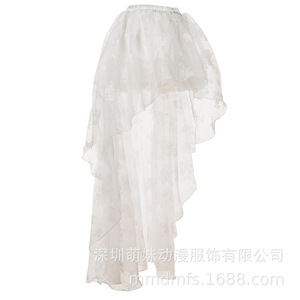 Black Asymmetrical <b>Lace</b> Embroidered Midi Skirt <b>Elastic</b> Waist Chiffon Women's Skirt - Product Image 5