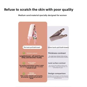 Modern Dual-Use Adult Bath Towel PE Material with Long Strip and <b>Back</b> Strip Flower-Design <b>Scrubbing</b> & Pulling <b>Back</b> Towel - Product Image 2