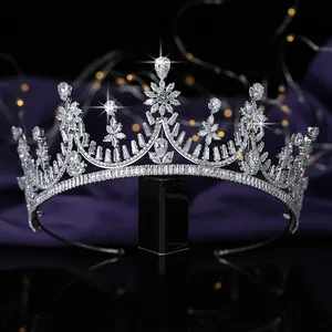 CROWN Tiara อินเทรนด์ Magnificent ผู้หญิงหรูหราเครื่องประดับงานแต่งงานอุปกรณ์เสริมผมเจ้าสาว Cubic Zirconia Tiara BC5701 Coroa De Noiva