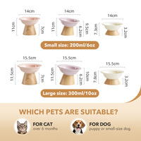 Shamitao Bols pour Nourriture pour Chats et Chiens en Céramique Écologiques 2-en-1 avec Support en Bambou Protégeant les Vertèbres Cervicales Durable Antidérapant