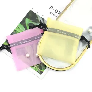 10 renk şeker çantası takı örgü hediye çantası özel logo organze İpli çanta