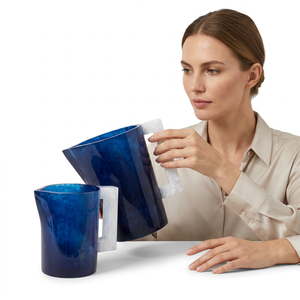 Ensemble de carafes modernes en résine bleue, incassables, design minimaliste, pour vin, bière, boissons, utilisation en fête, compatibles lave-vaisselle, capacité personnalisable - Product Image 1