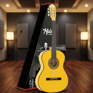 Guitare classique 4/4 JAUNE avec manche en Sapele, tige de tension réglable, table en épicéa, finition brillante, housse souple |   Midex CG-270YLW - Product Image 3