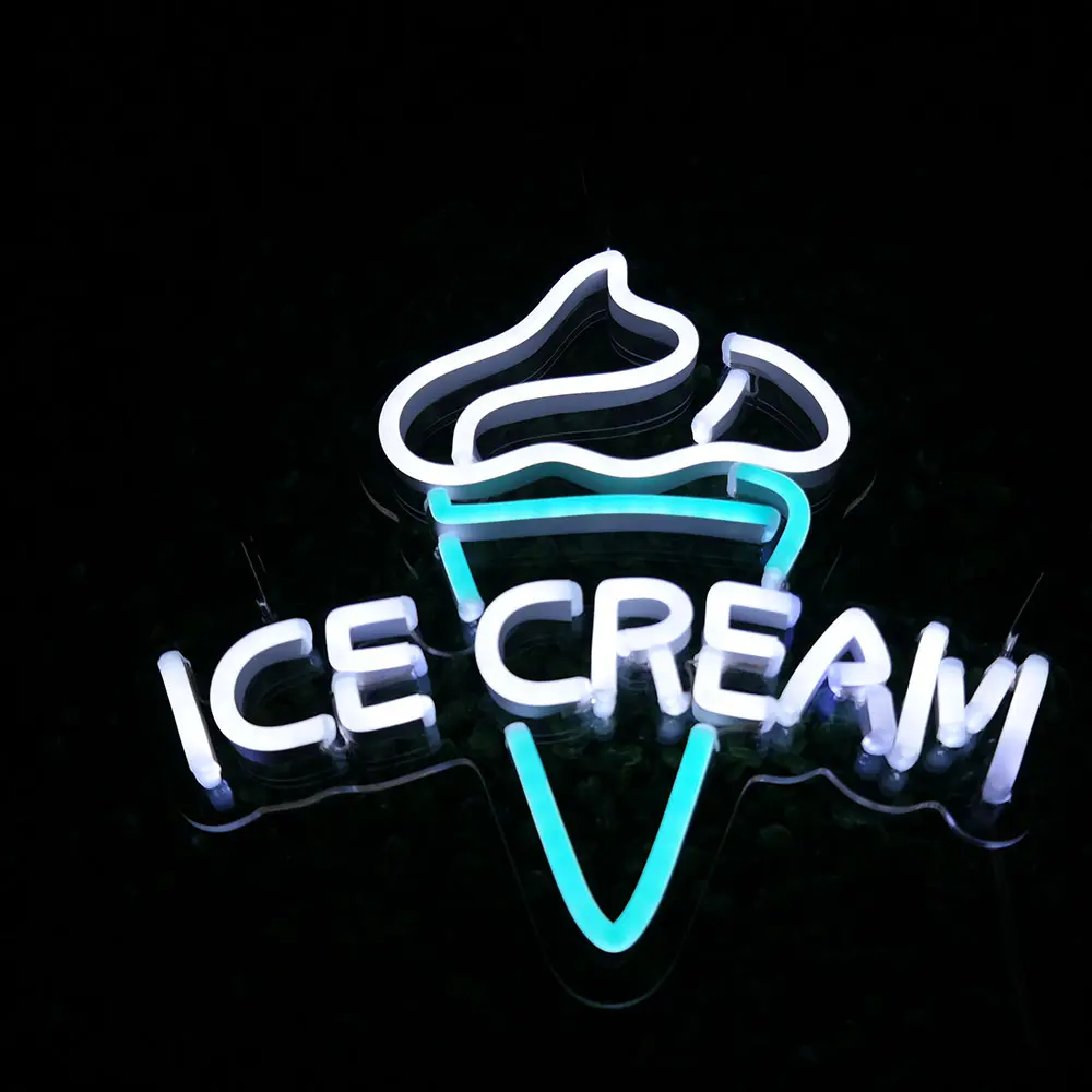 Tel dondurma satın gelin gökkuşağı ışık Las Vegas Neon burcu fiyat 3D aydınlatma akrilik Led reklam Neon tabela