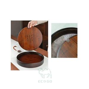 Plateau à thé rond en bambou durable avec un design classique moderne, marque ECO GO - Product Image 6