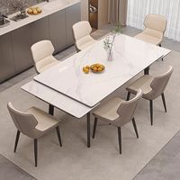 Nouvelle table à manger et ensemble de chaises rectangulaires multifonctionnelles extensibles en marbre épaissi, style minimaliste italien pour la maison