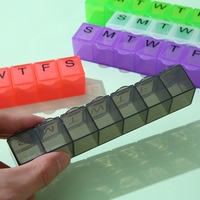 Pilulier hebdomadaire réutilisable à motif imprimé personnalisé Pilulier rectangulaire en plastique quotidien de 7 jours avec braille