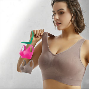 Women's Plus-Size Small Bust Wireless 3/4 Cup Strapless Sports Bra Removable Thin Pads Solid Breathable Spandex/Nylon Summer - Product Image 3