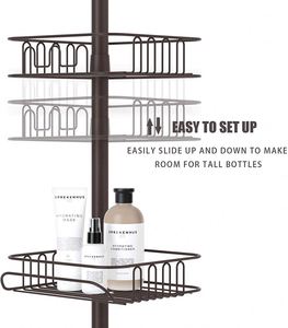 Stainless Steel Modern Four-Tier <b>Corner</b> Organizer with Chrome Plated Finish Wall Mounted Adhesive Kitchen Bathroom Storage Rack - Product Image 3