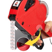 Impresora de Etiquetas de Precio, Máquina Etiquetadora Automática y Manual, Máquina Numérica de Plástico Rojo para Etiquetas de Precios en Comercios Minoristas