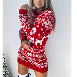 <strong>Women</strong> <strong>Christmas</strong> Sweater Dress Warm Knitted Long Sleeve Sweater <strong>Jumper</strong> Top Winter Autumn <strong>Plus</strong> <strong>Size</strong> - Product Image 1