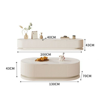 Meuble TV en bois massif, table basse combinée, espace de rangement, style moderne simple, crème, salon, appartement, meubles de maison 2025