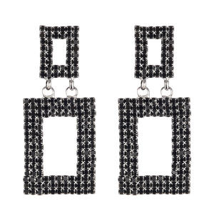 Pendientes de Moda Europeos y Americanos con Pedrería, Diseño Cuadrado Hueco, Geométricos y Refinados, Modelo <span class=keywords><strong>E608</strong></span> - Product Image 3