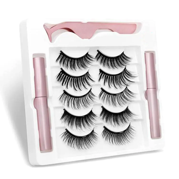 SARA 2/5/10/20 Pairs Magnetic Eyelashes Set Magnetic Lashes Eyeliner Fake Fluffy Long Volume Easily Wear Dramatic Makeup