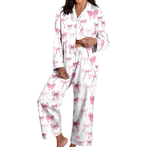 Ensemble de pyjama à imprimé floral personnalisé pour femmes, coton doux, été, décontracté, tricot, ensemble deux pièces pour femmes - Product Image 1
