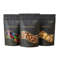 Sachet Doypack Mat Personnalisé avec Logo et Fenêtre Transparente, Estampage à Chaud Doré, en Mylar, pour Emballage de Luxe de Bonbons et Snacks – Vente en Gros