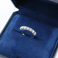 Bague classique Madonna à sept pierres serties, en argent sterling 925, avec diamants, pour anniversaire ou mariage