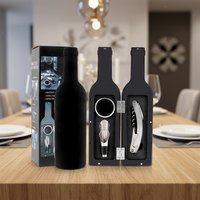 Fabricant Direct Transfrontalier – Nouveau Set Cinq Pièces pour Bouteille de Vin en Acier Inoxydable Noir – Ouvre-Bouteille, Verseur, Bouchon – Design Simple
