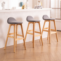 Tabouret de bar moderne nordique à hauteur de comptoir avec revêtement en cuir et dossier confortable pour bar à jus, salon de thé, îlot de cuisine